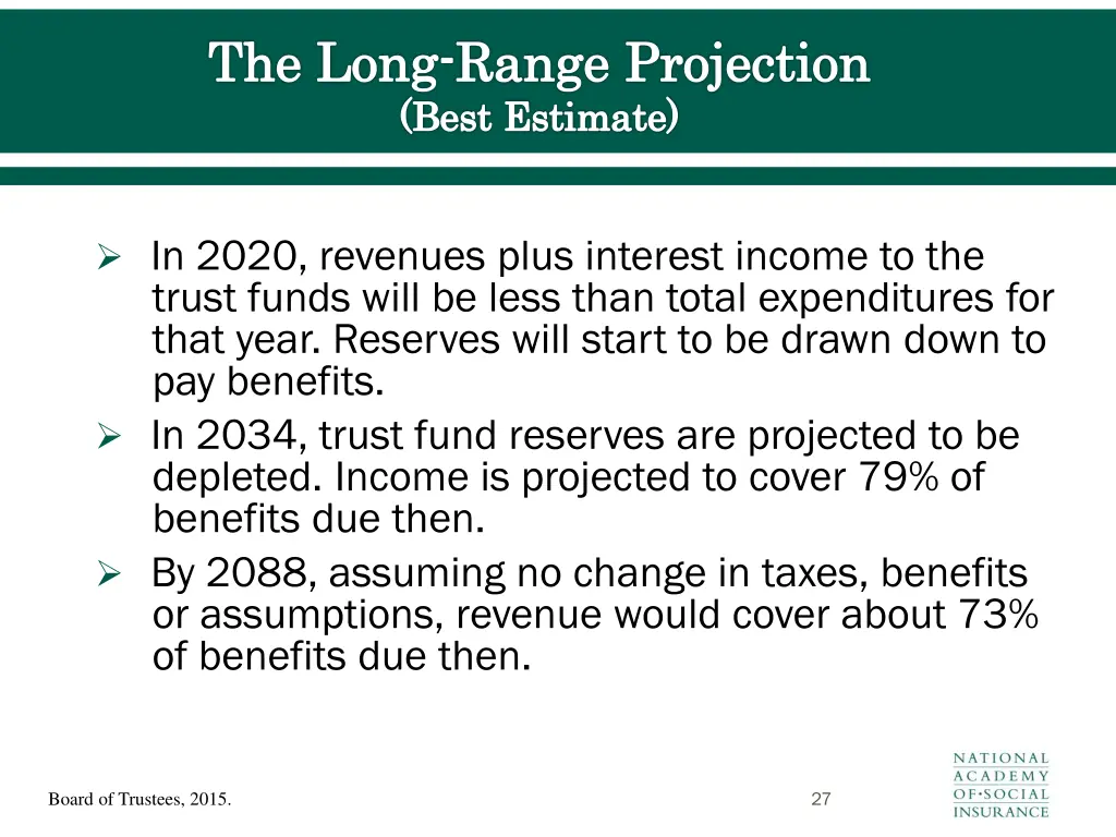 the long range projection best estimate