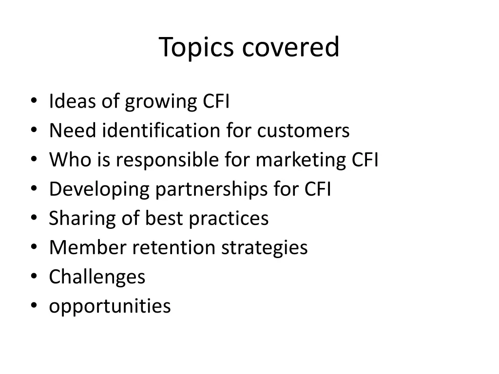 topics covered