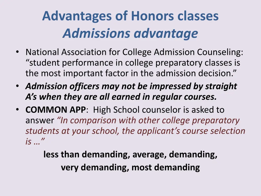 advantages of honors classes admissions advantage