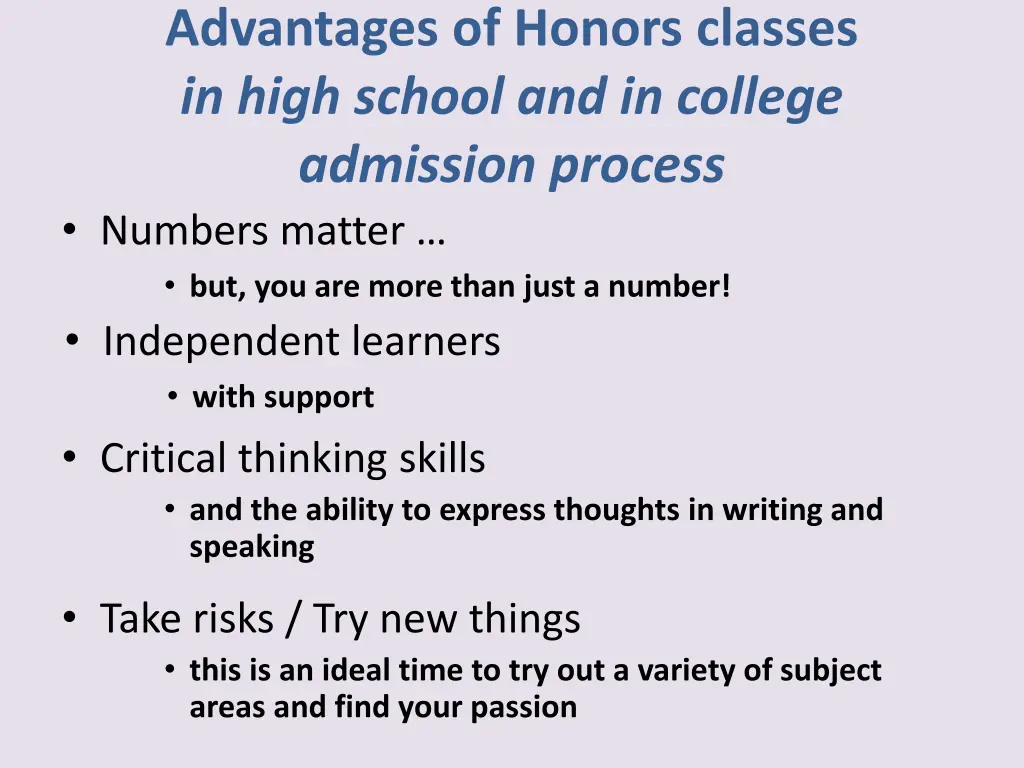 advantages of honors classes in high school