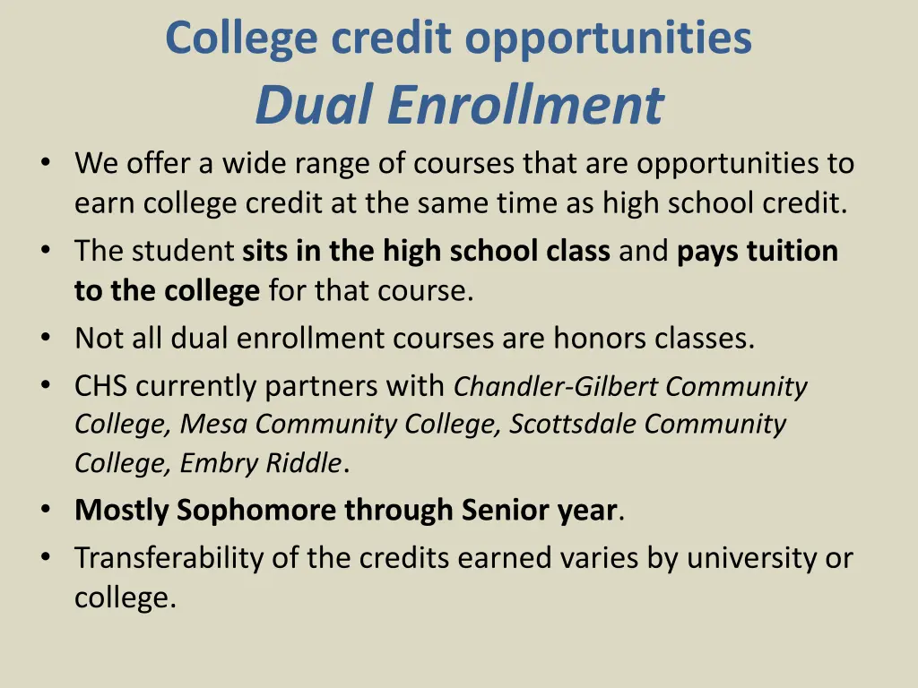 college credit opportunities dual enrollment