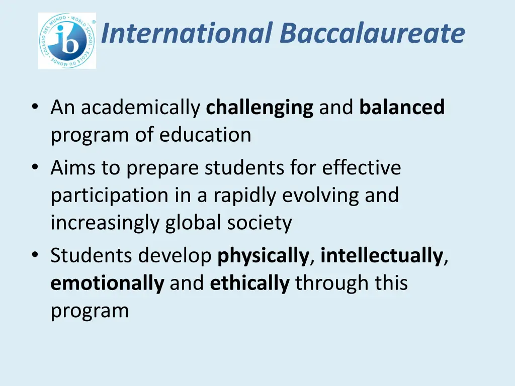 international baccalaureate