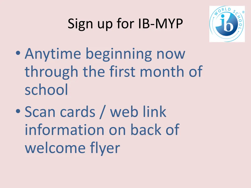 sign up for ib myp