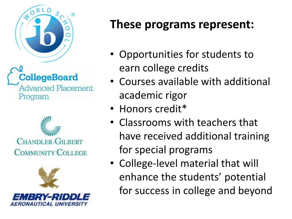 these programs represent