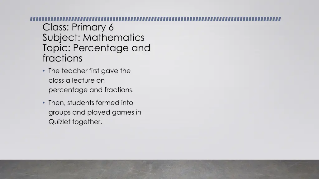 class primary 6 subject mathematics topic