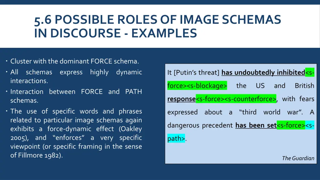 5 6 possible roles of image schemas in discourse 1