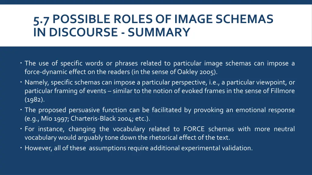 5 7 possible roles of image schemas in discourse