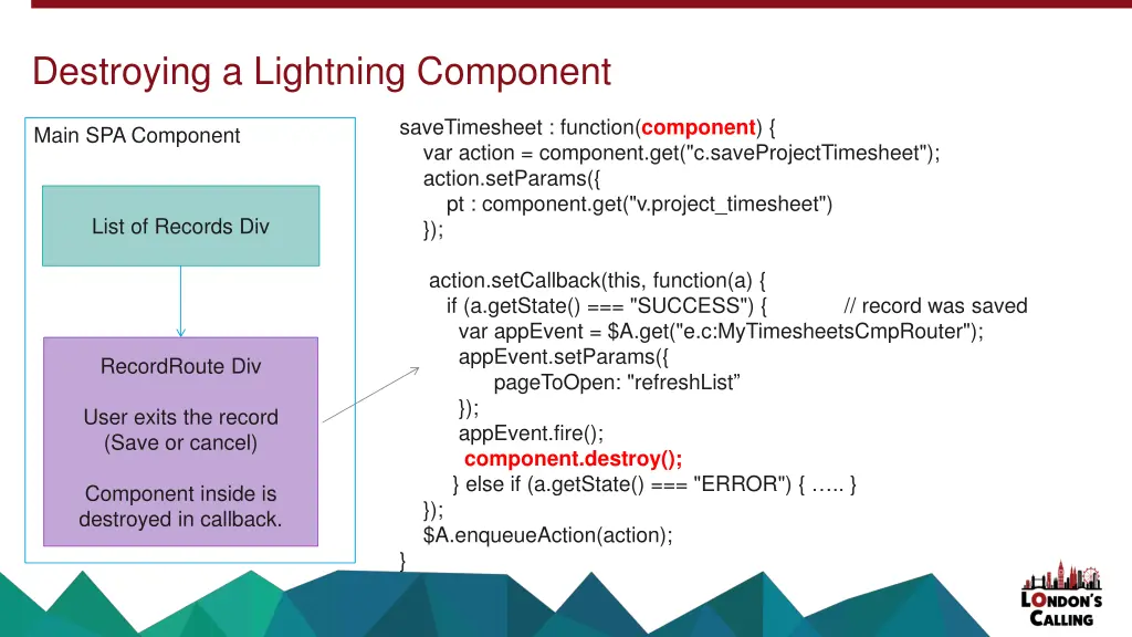 destroying a lightning component