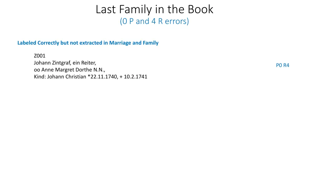 last family in the book 0 p and 4 r errors