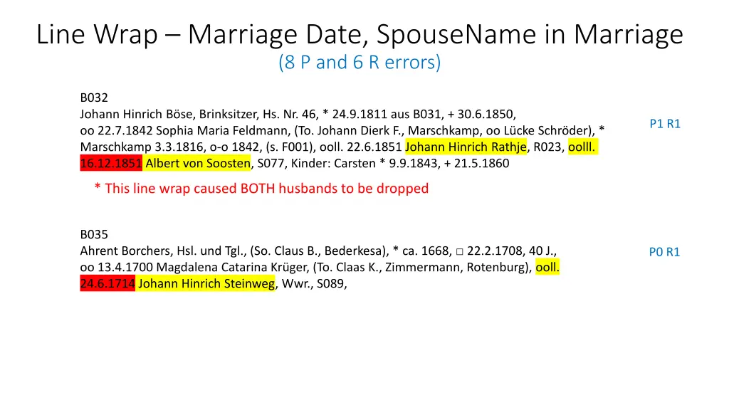 line wrap marriage date spousename in marriage