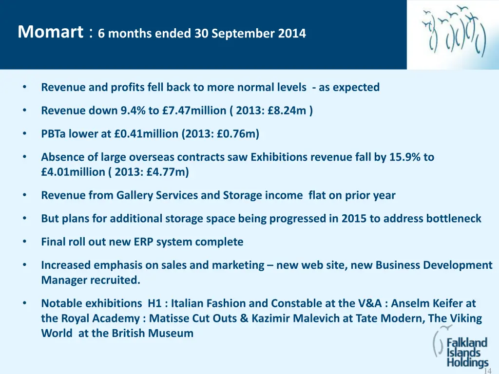 momart 6 months ended 30 september 2014