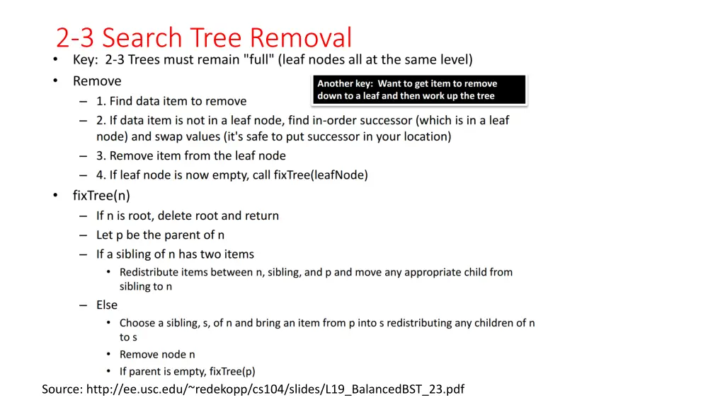 2 3 search tree removal