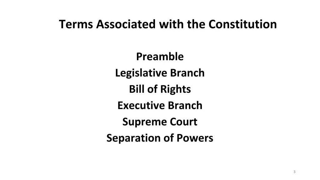 terms associated with the constitution