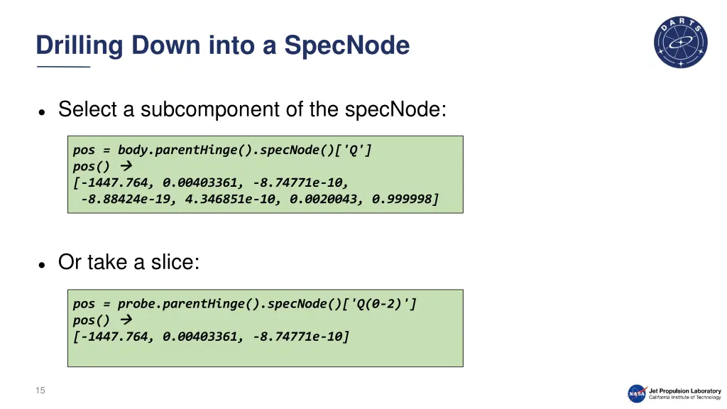 drilling down into a specnode