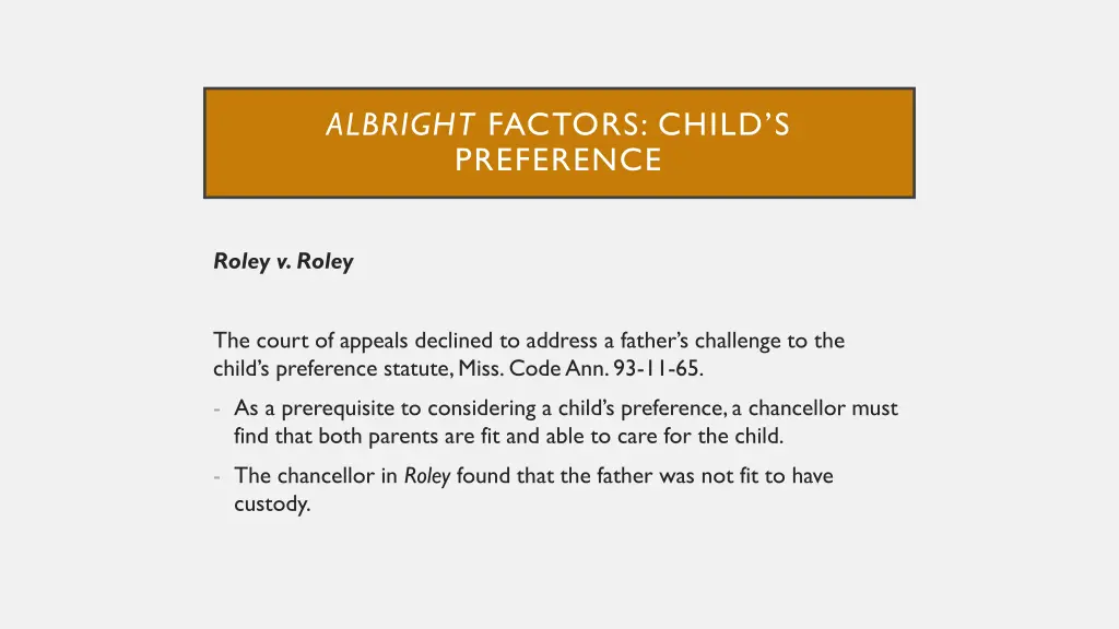 albright factors child s preference