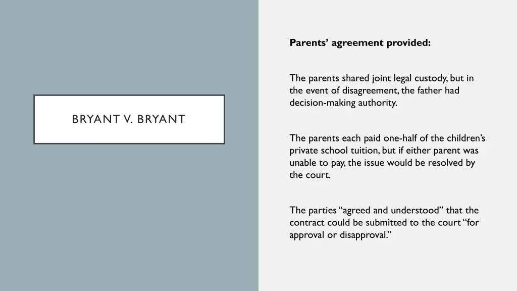 parents agreement provided