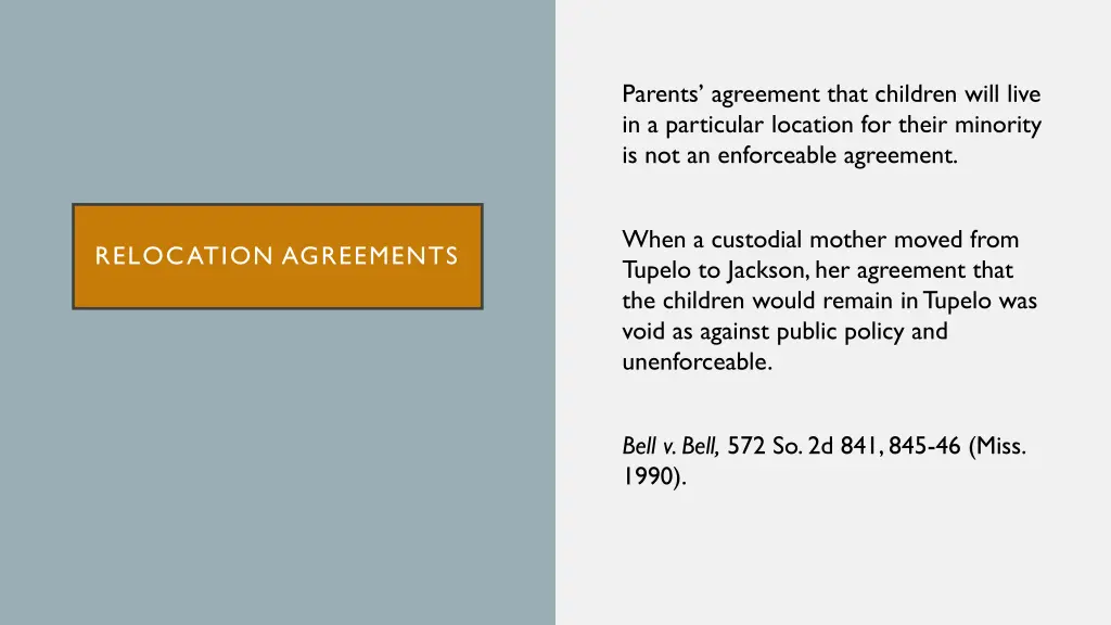 parents agreement that children will live