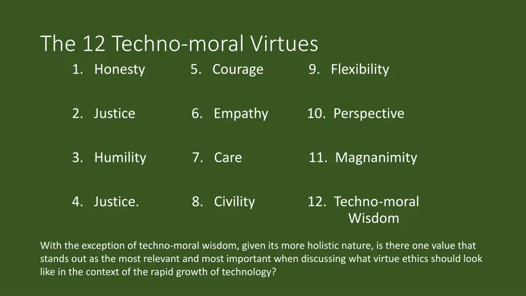 the 12 techno moral virtues 1 honesty