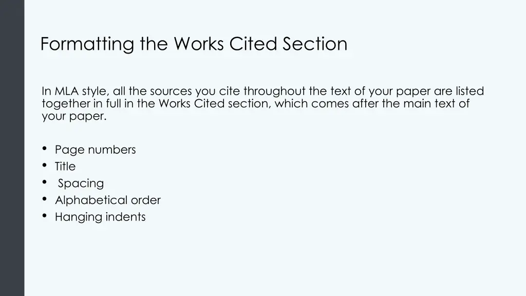 formatting the works cited section