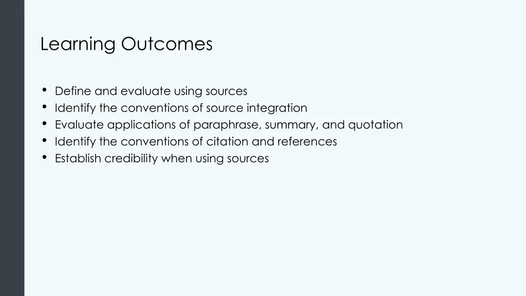 learning outcomes