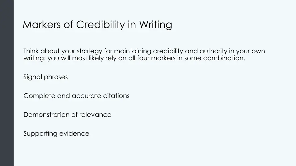 markers of credibility in writing