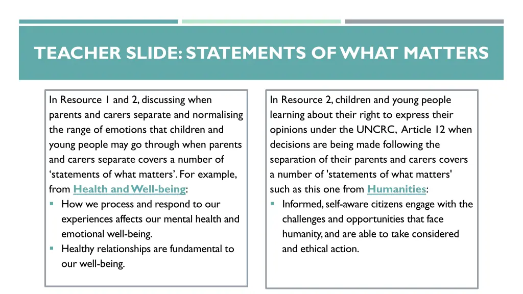 teacher slide statements of what matters