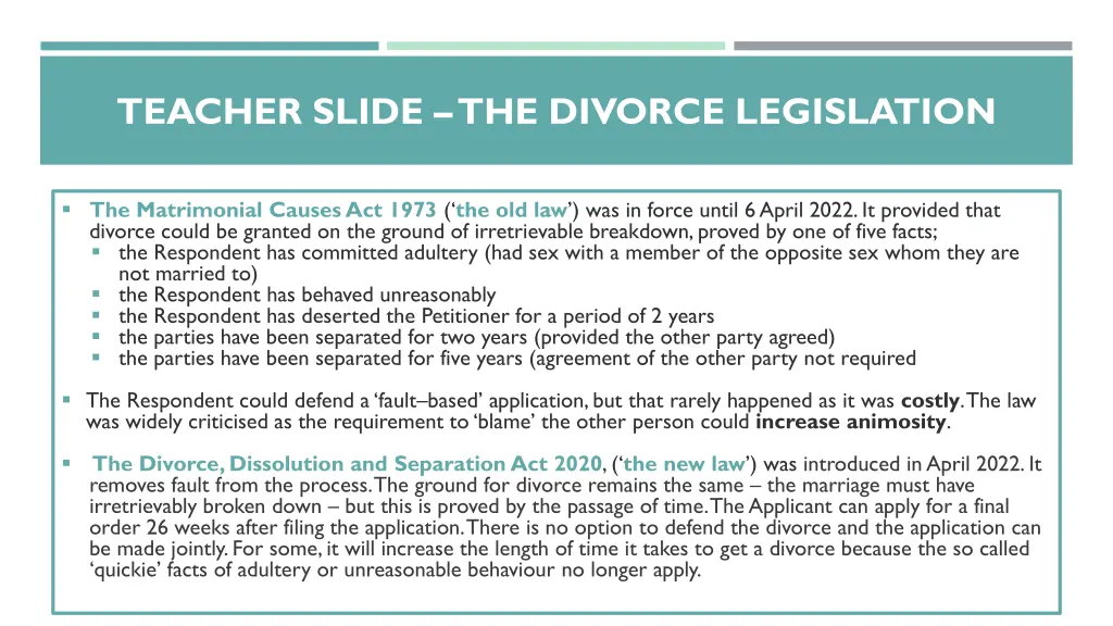 teacher slide the divorce legislation