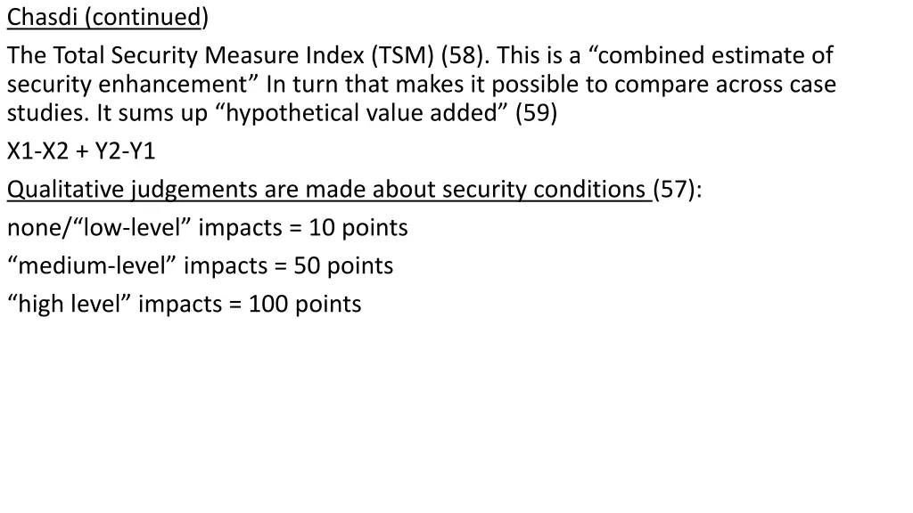 chasdi continued the total security measure index