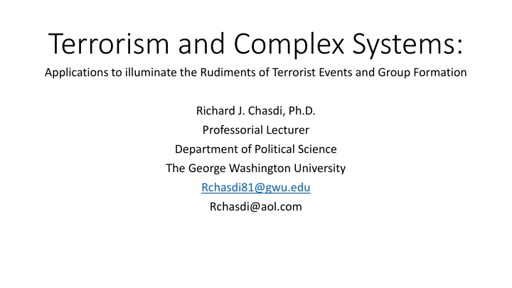 terrorism and complex systems applications