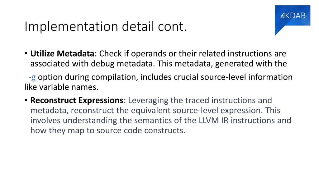 implementation detail cont 4