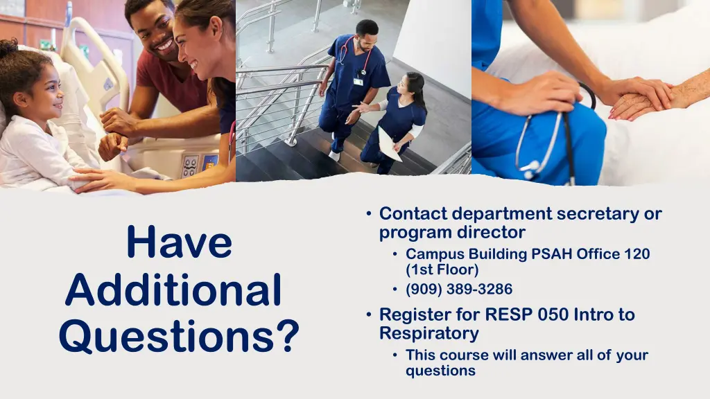 contact department secretary or program director