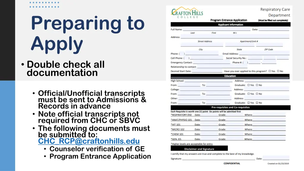 preparing to apply double check all documentation