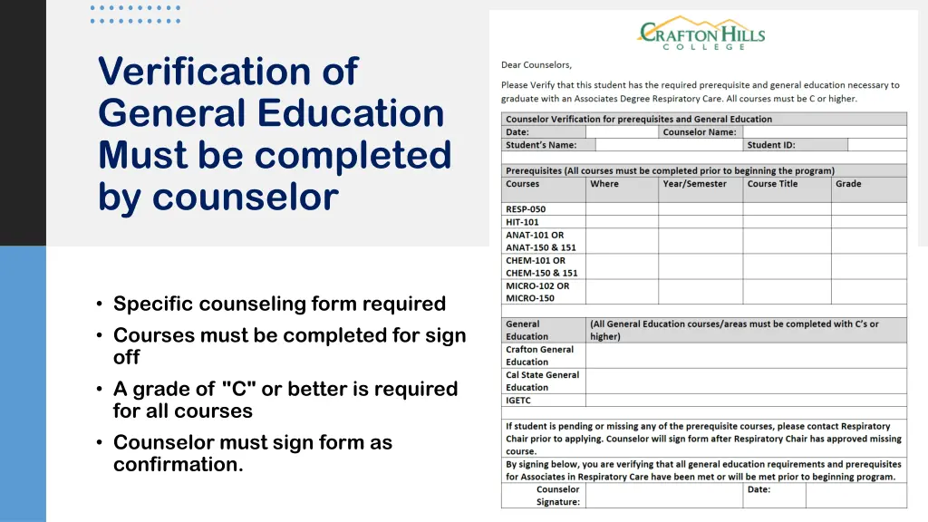 verification of general education must