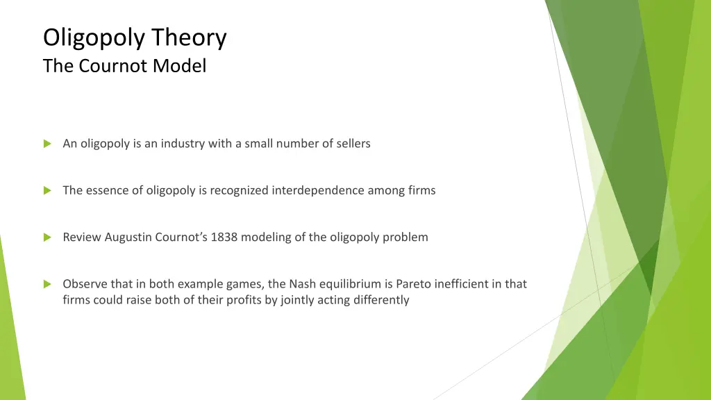oligopoly theory the cournot model