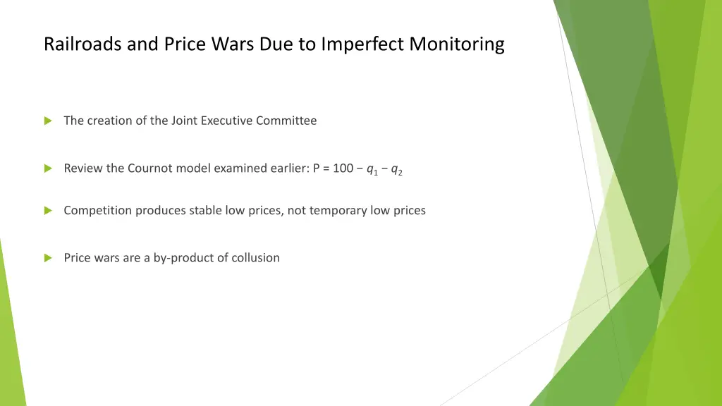 railroads and price wars due to imperfect
