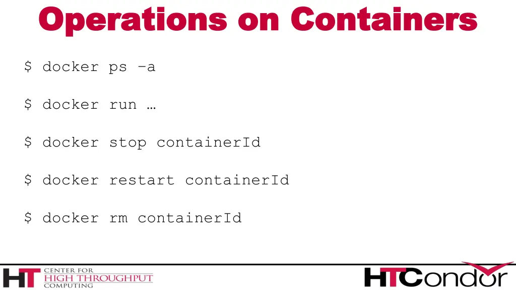 operations on containers operations on containers