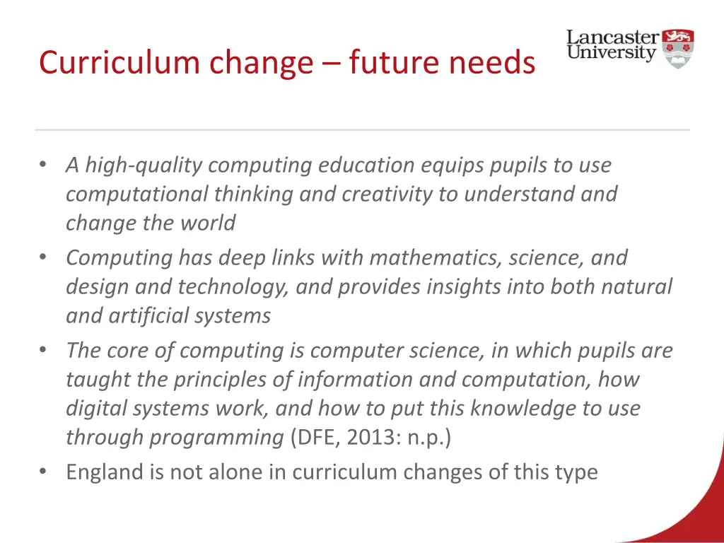 curriculum change future needs