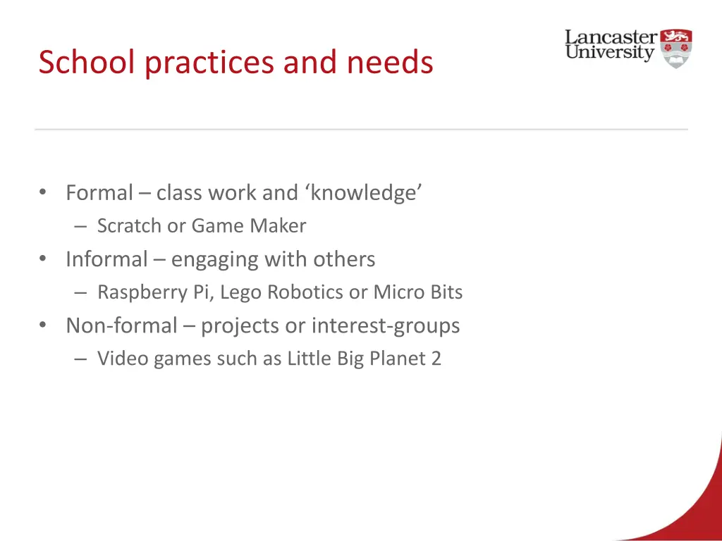school practices and needs 1