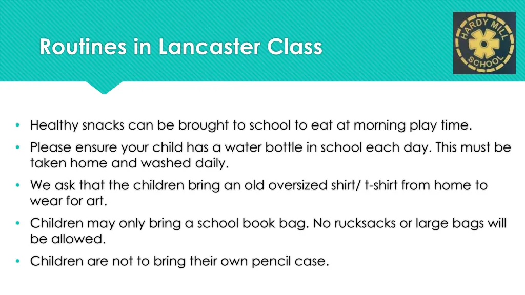 routines in lancaster class