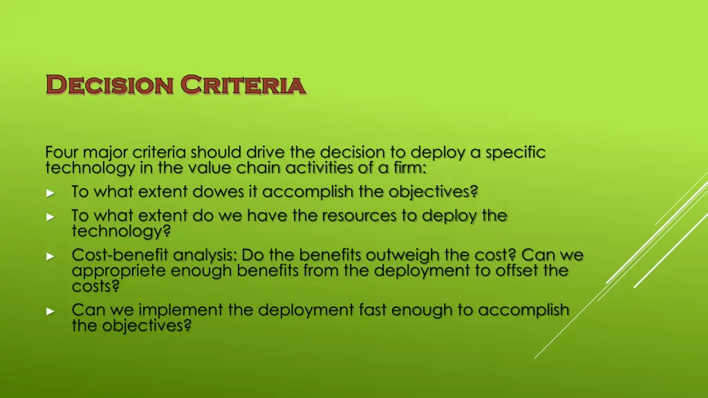 decision criteria decision criteria