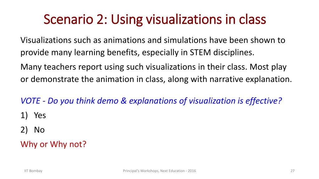 scenario 2 using visualizations in class scenario 1