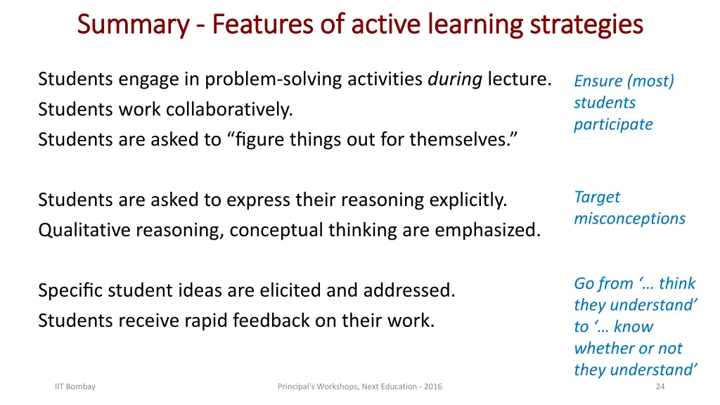 summary summary features of active learning