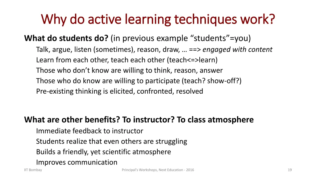 why do active learning techniques work
