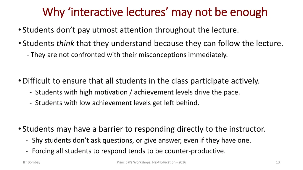why interactive lectures may not be enough