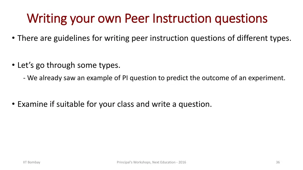 writing your own peer instruction questions