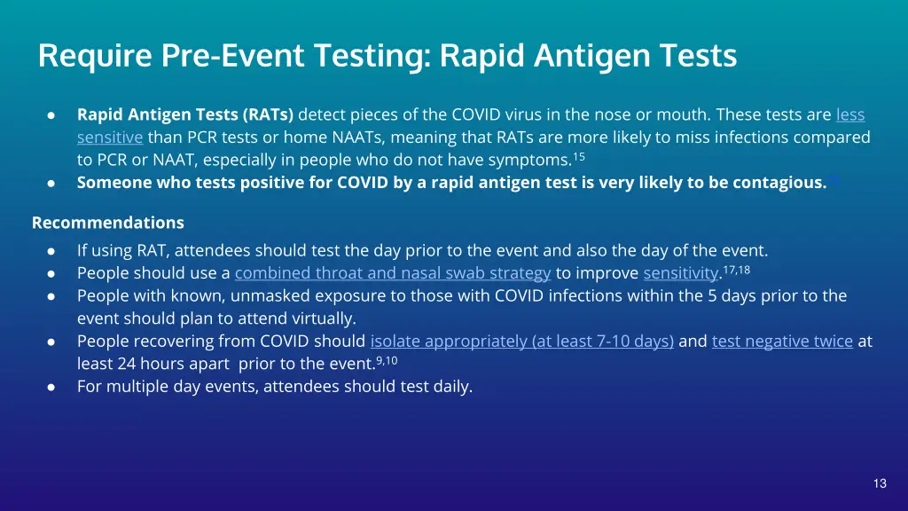 require pre event testing rapid antigen tests