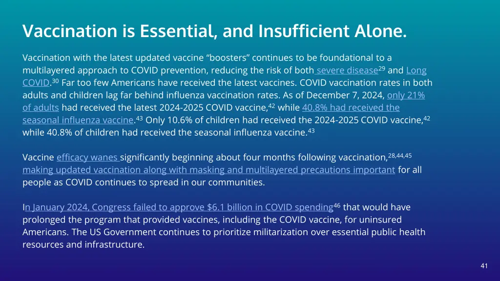 vaccination is essential and insufficient alone
