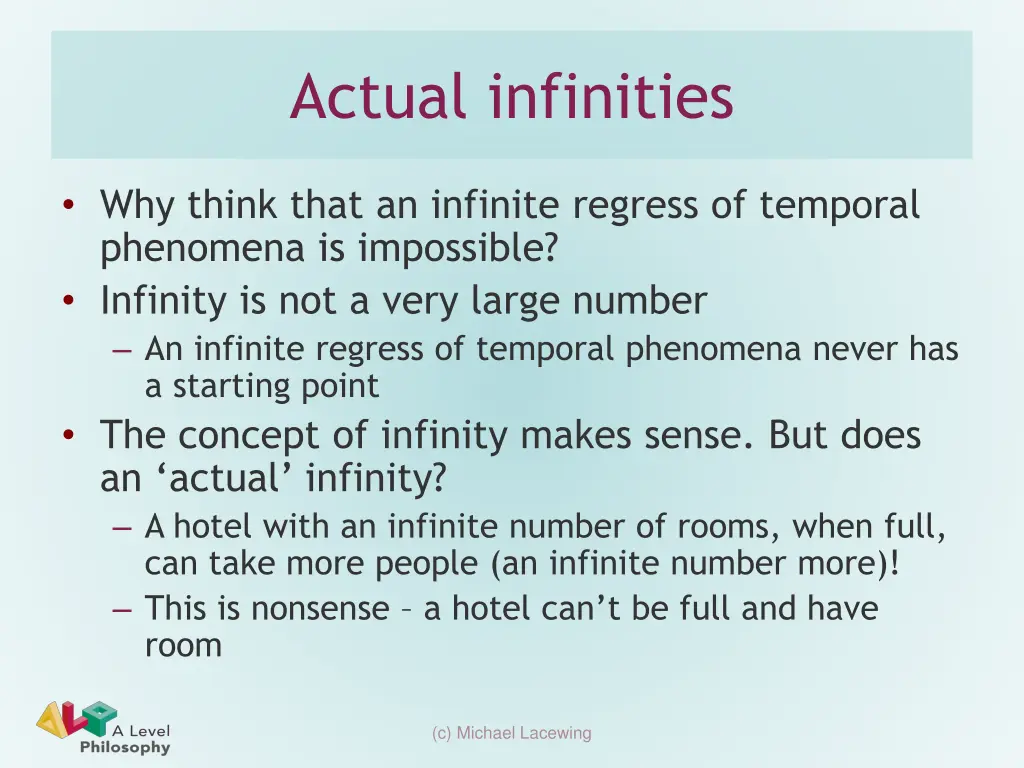 actual infinities