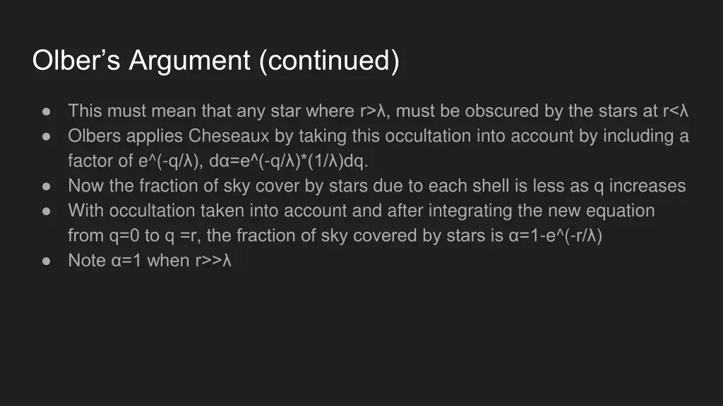 olber s argument continued