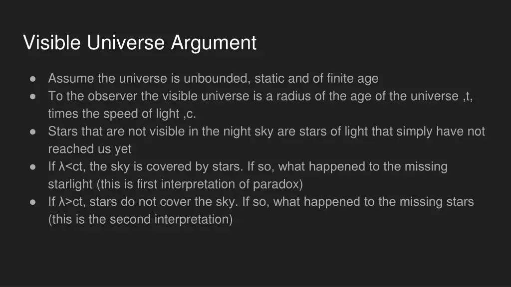 visible universe argument